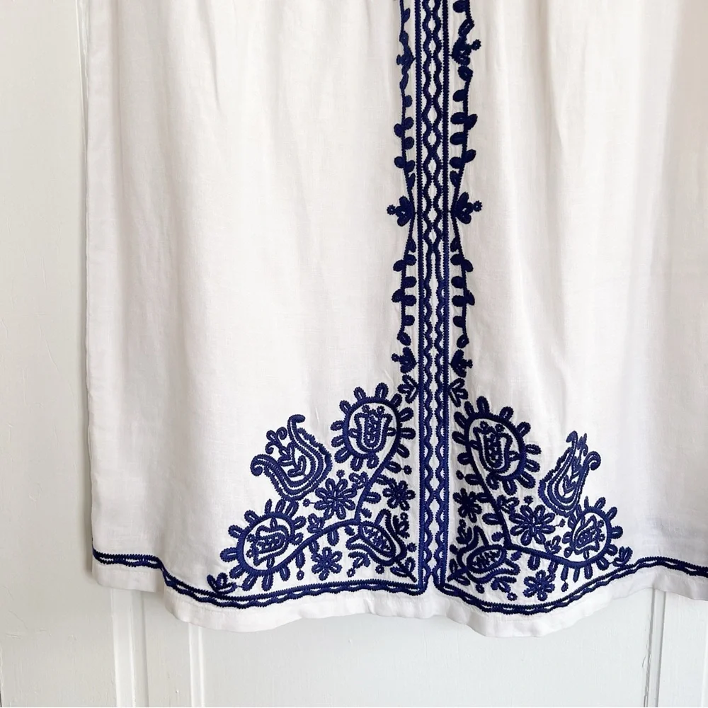 Boden White and Blue Cap Sleeve Sheath Dress - Picture 6 of 13